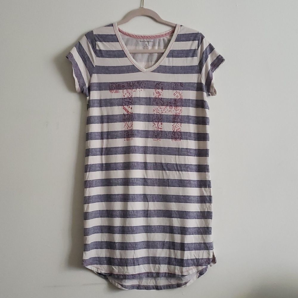 Tommy Hilfiger Striped Logo Sleep Dress - Medium